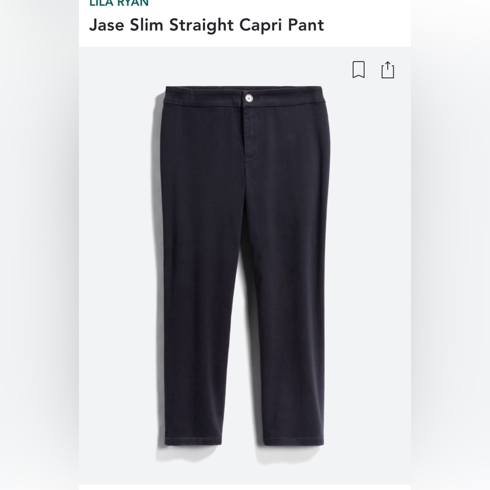 New, never worn Lila Ryan slim stretch capri pants 10P Navy
